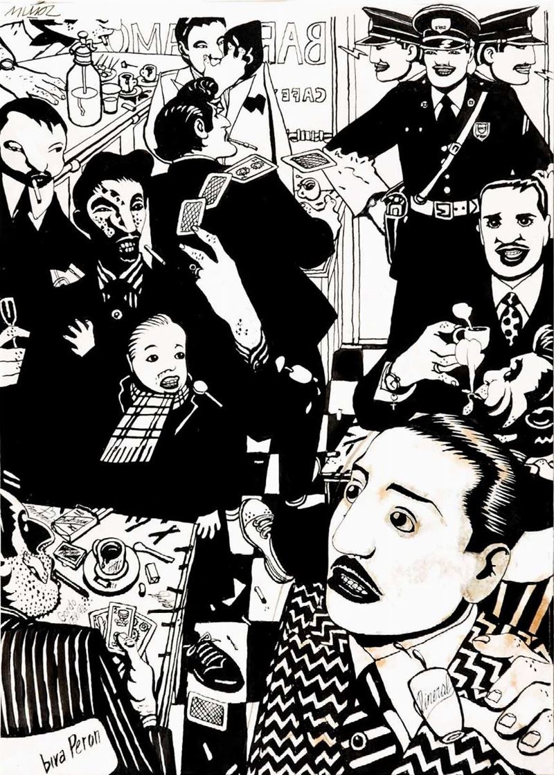 José Munoz (1942) Viva Peron  - Asta I Maestri del Fumetto e dell'Illustrazione - Cambi Casa d'Aste