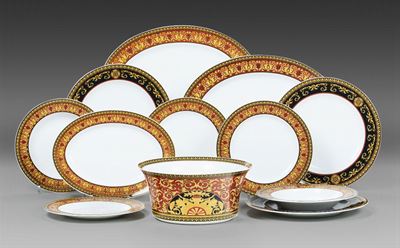 Servizio da Tavola Versace “medusa Rossa” Rosenthal, Fine del XX Secolo
