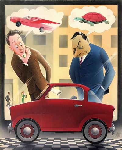 Paolo Garretto (1903- 1991)L’utilitaria: L’ottimista e il Pessimista