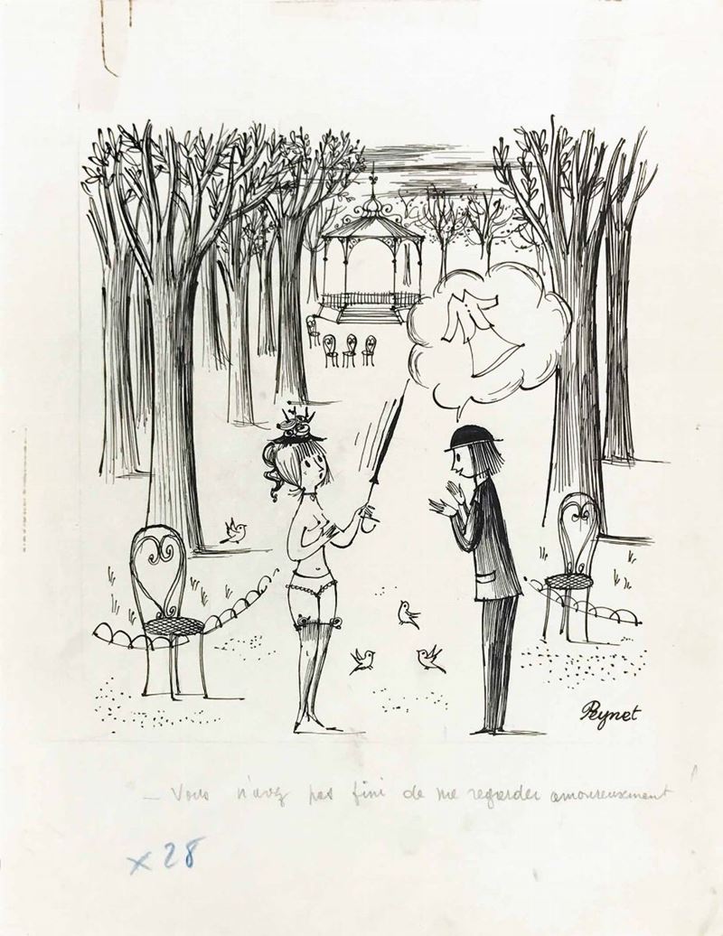 Raymond Peynet (1908 - 1999) Vous n’avez pas fini de me regarder amoureusement  - Auction The Masters of Comics and Illustration - Cambi Casa d'Aste