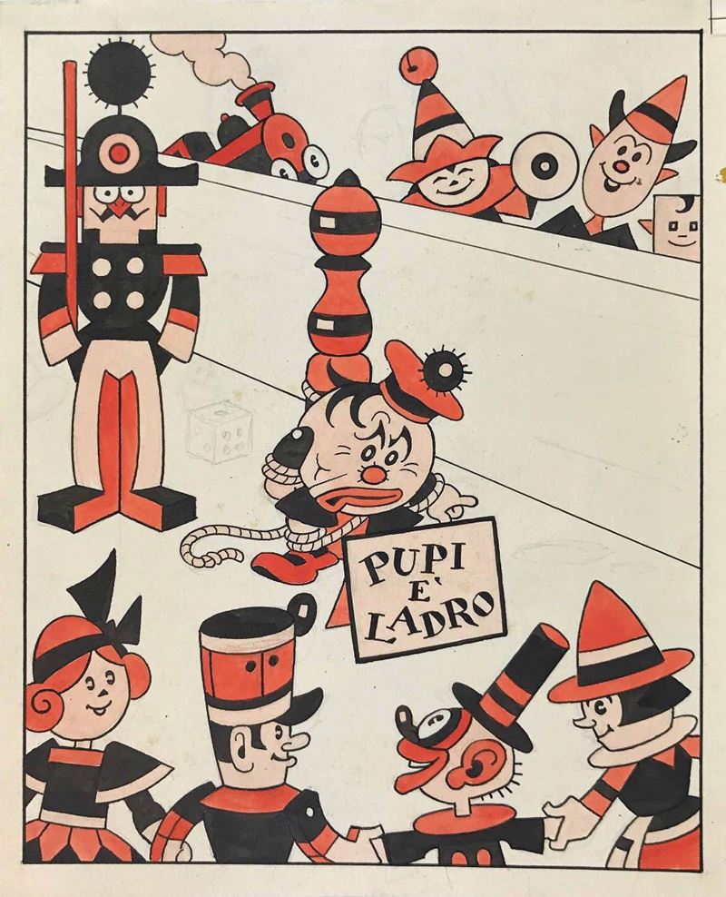 Antonio Rubino (1880-1964) Pupi è ladro  - Auction The Masters of Comics and Illustration - Cambi Casa d'Aste