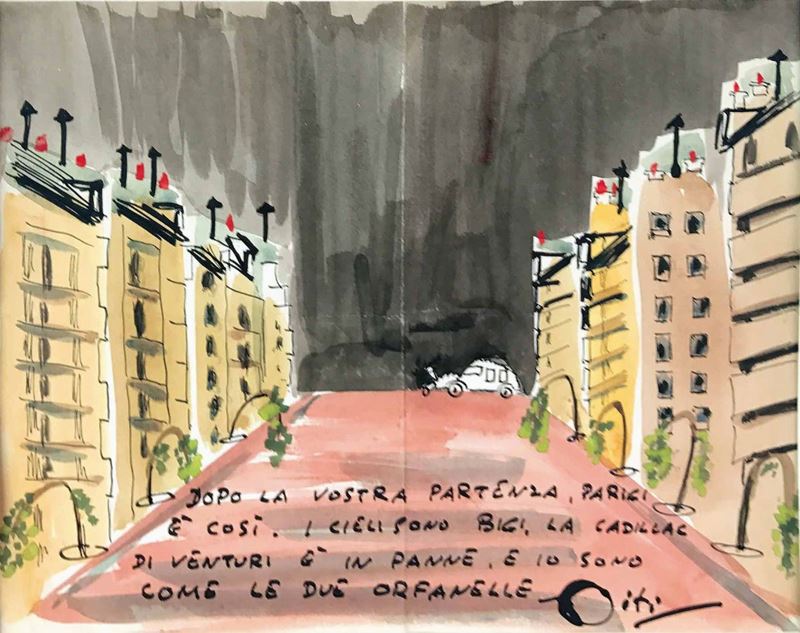 Dino Segre Pitigrilli (1893-1975) Dopo la vostra partenza, Parigi è così…  - Asta I Maestri del Fumetto e dell'Illustrazione - Cambi Casa d'Aste
