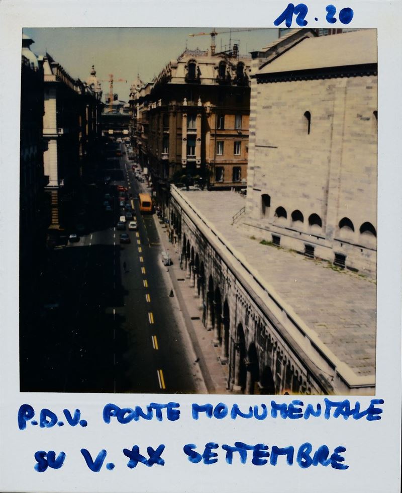 Lattuada Alberto (1914-2005) Ponte monumentale su via XX Settembre - polaroid con Vedute di Genova 1989-1990  - Auction Photography - Cambi Casa d'Aste