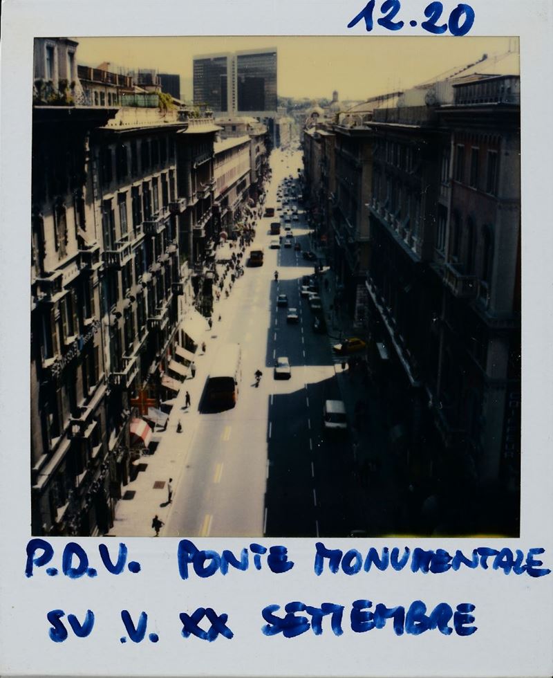 Lattuada Alberto (1914-2005) Ponte monumentale su via XX Settembre - polaroid con Vedute di Genova 1989-1990  - Auction Photography - Cambi Casa d'Aste