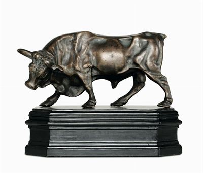 Toro in Bronzo Fuso, Cesellato e Patinato, Fonditore del XIX Secolo