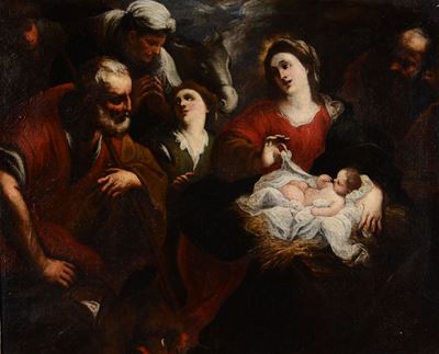 Giovanni Paolo Cervetto (genova 1630-1657)adorazione del Bambino