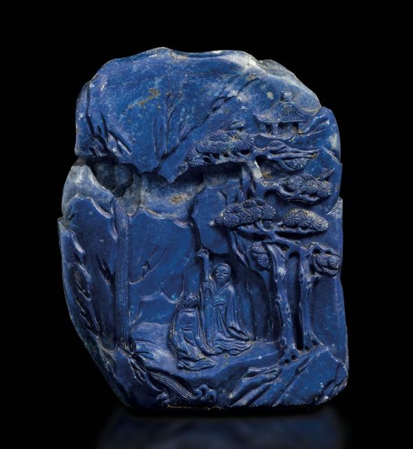 A lapis lazuli group, China, 1800s