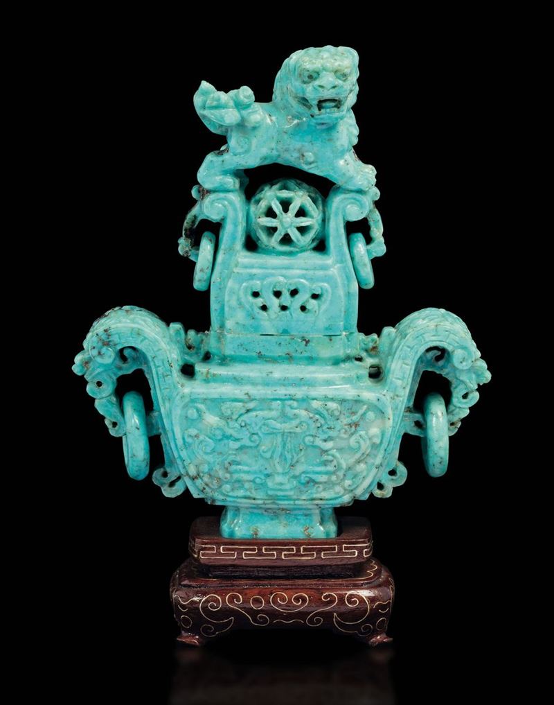A turquoise vase, China, 19th century  - Auction Fine Chinese Works of Art - Cambi Casa d'Aste