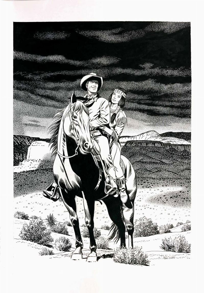 Fabio Civitelli (1955) Il Giovane Tex con Lilith  - Asta I Maestri del Fumetto e dell'Illustrazione - Cambi Casa d'Aste