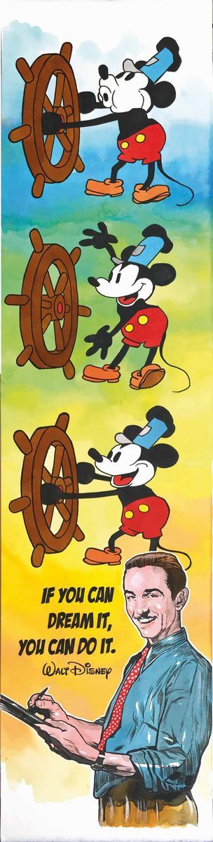 Walt Disney If you can dream it you can do itWalt Disney tribute; china and ecoline on thin cardboard, cm 19x77,5. Walt Disney If you can dream it you can do it  - Auction The Masters of Comics and Illustration - Cambi Casa d'Aste