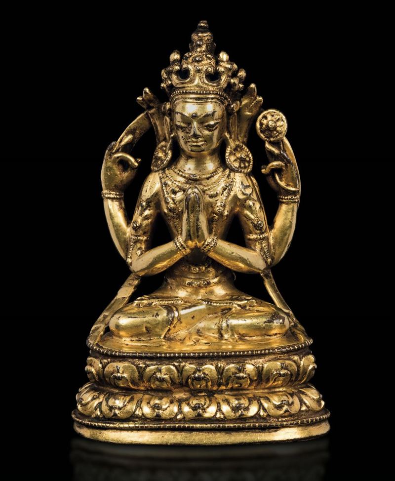 A gilt bronze Amitaya, China, late 1600s  - Auction Fine Chinese Works of Art - Cambi Casa d'Aste