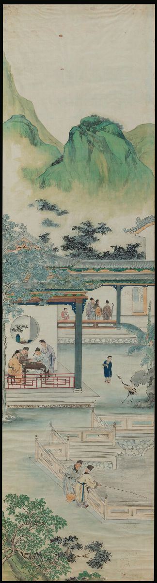 Dipinto su carta raffigurante scene di vita comune, Cina, Dinastia Qing, epoca Jiaqing (1796-1820)