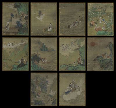 Dieci Dipinti su Seta Raffiguranti Varie Scene di Vita Comune, Cina, Dinastia Qing, Epoca Daoguan...