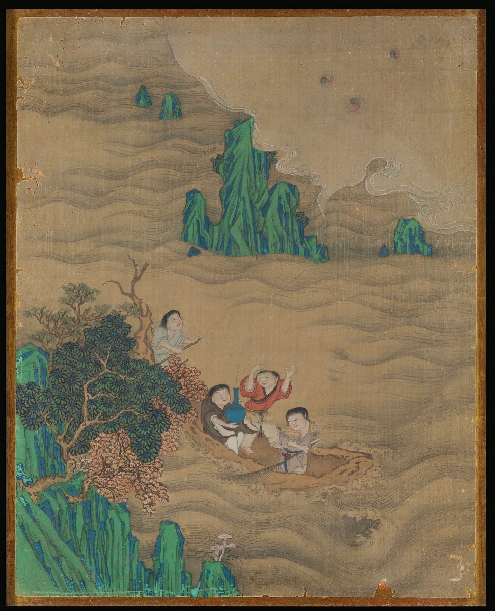 Dieci Dipinti su Seta Raffiguranti Varie Scene di Vita Comune, Cina, Dinastia Qing, Epoca Daoguan...