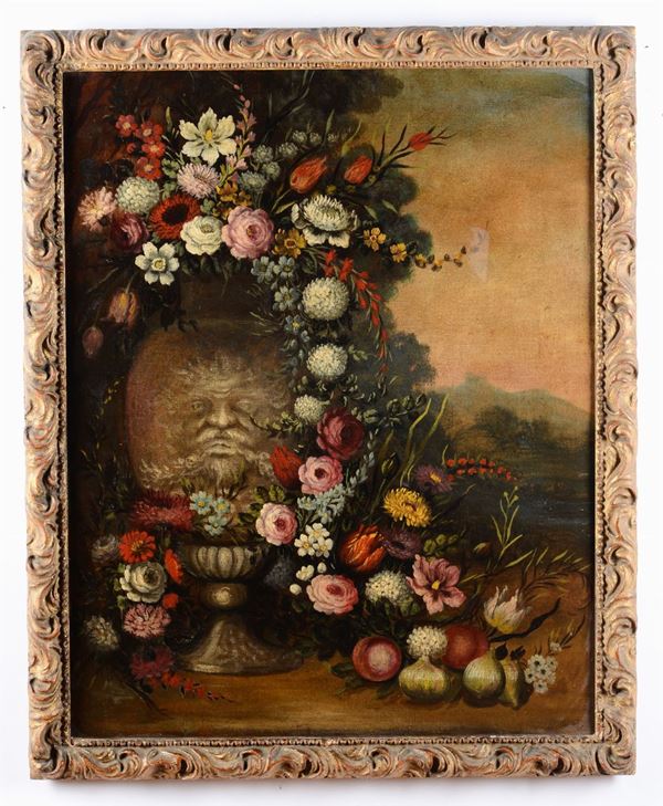Pittore del XX secolo Coppia nature morte con fiori