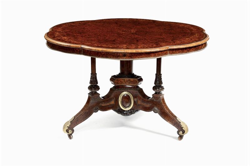 Tavolo Napoleone III lastronato in in radica, XIX secolo  - Auction Fine Art - Cambi Casa d'Aste