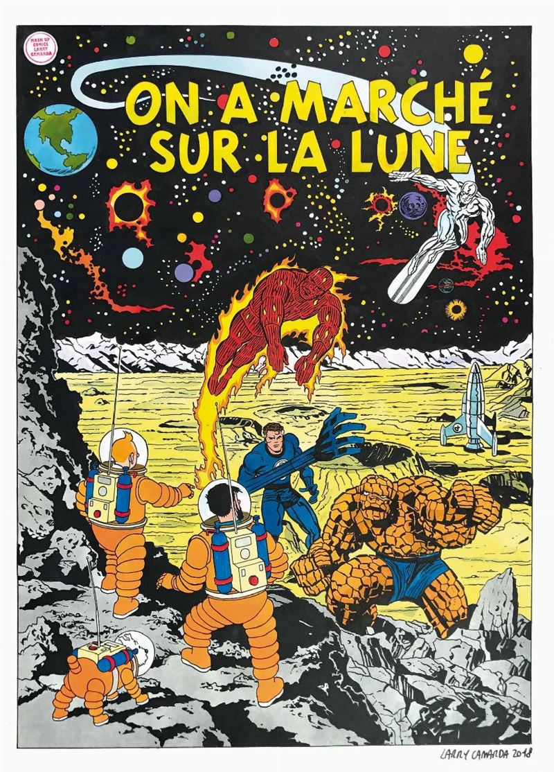 Larry Camarda (1965) On a marché sur la lune  - Asta I Maestri del Fumetto e dell'Illustrazione - Cambi Casa d'Aste