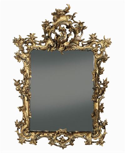 Specchiera in Legno Intagliato e Dorato, XVIII Secolo