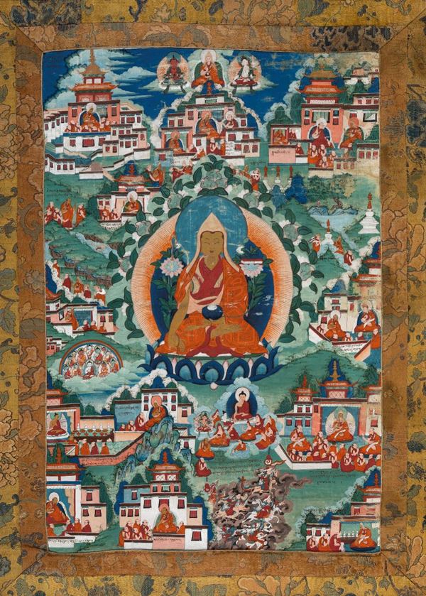 A silk Tangka, Tibet, 1700s