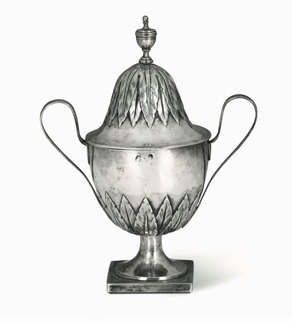A silver sugar pot, Italy, 1800s