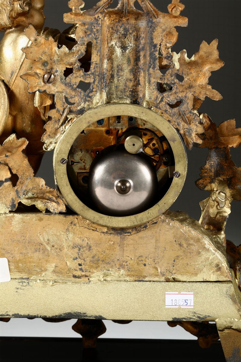 Pendola Parigina in Metallo Dorato, Francia XIX Secolo