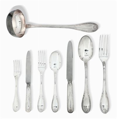 Servizio di Posate da 12 in Argento. Argenteria Italiana del XX Secolo