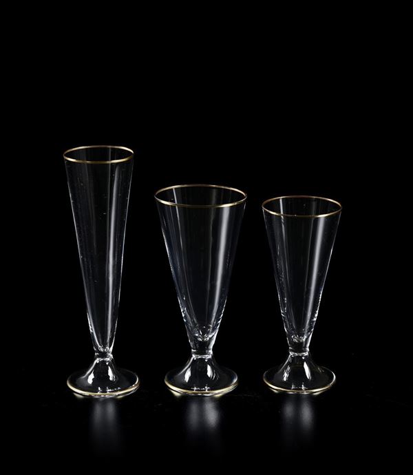 Servizio di bicchieri “Calici Ovali” Murano, design Carlo Moretti, 1976 circa