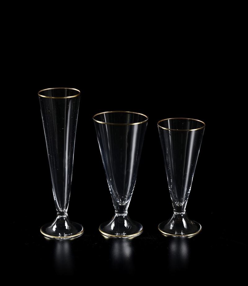 Servizio di bicchieri “Calici Ovali” Murano, design Carlo Moretti, 1976 circa  - Asta L'Art de la Table - Cambi Casa d'Aste