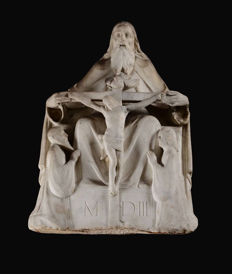 Trinità Altorilievo in marmo bianco Scultore del nord Italia attivo Lombardia e Veneto Datata MDIII (1503)  - Asta Scultura e Oggetti d'Arte - Cambi Casa d'Aste