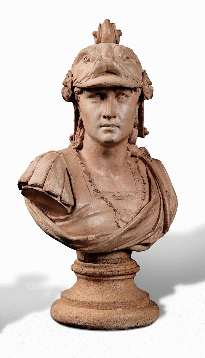 Busto in terracotta raffigurante Marte. Plasticatore neoclassico. Italia o Francia XIX secolo  - Asta Scultura e Oggetti d'Arte - Cambi Casa d'Aste