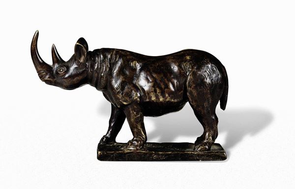 A bronze rhinoceros, 19th century