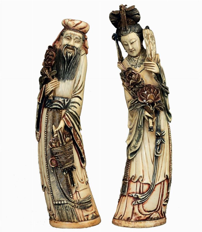 Two ivory sculptures, China, early 1900s  - Auction Fine Chinese Works of Art - Cambi Casa d'Aste