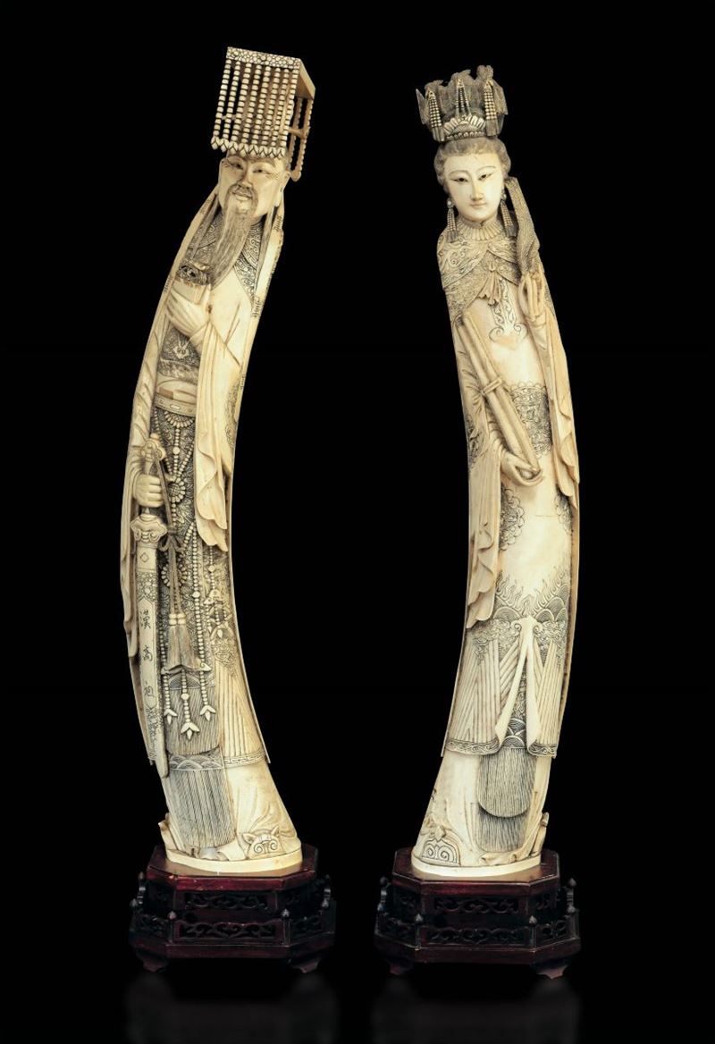 Two large ivory sculptures, China, early 1900s  - Auction Fine Chinese Works of Art - Cambi Casa d'Aste