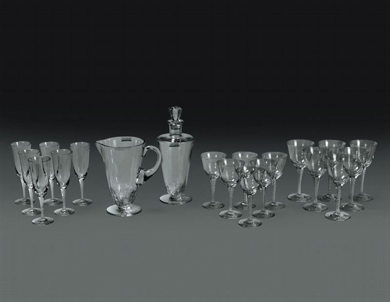 Servizio di bicchieri “Trèves” Francia, Manifattura Lalique, seconda metà del XX secolo  - Asta L'Art de la Table - Cambi Casa d'Aste