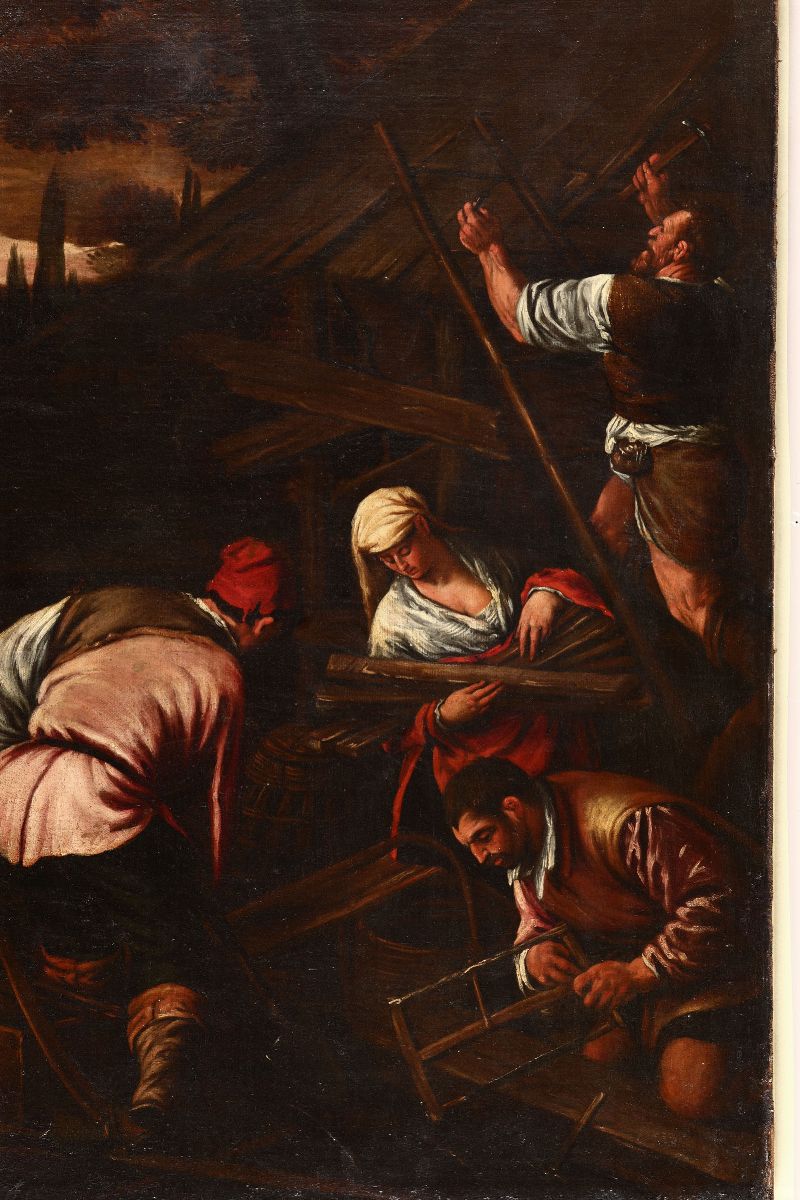 Leandro Bassano - Attribuito a Paesaggio con Donne e Uomini al Lavoro