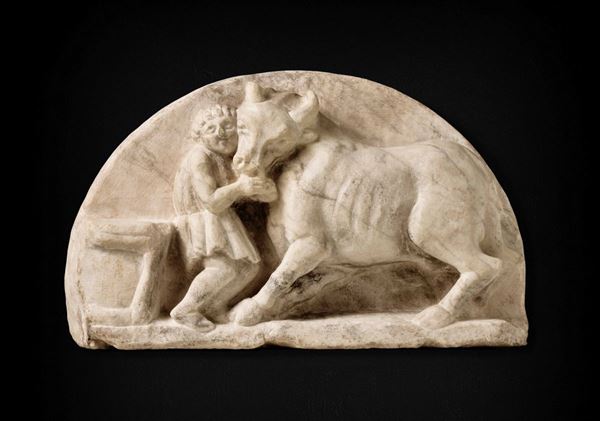 Scena di sacrificio. Rilievo in marmo. Arte italiana del XV secolo