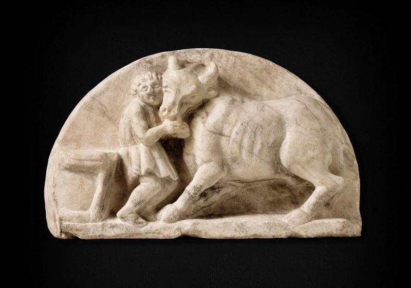 Scena di sacrificio. Rilievo in marmo. Arte italiana del XV secolo  - Asta Scultura e Oggetti d'Arte - Cambi Casa d'Aste