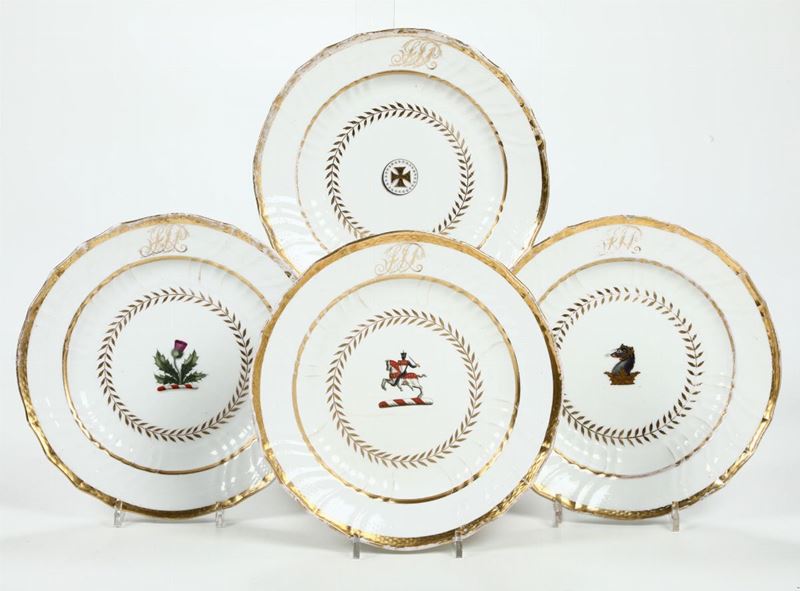 Quattro piatti Inghilterra, XIX secolo  - Asta Ceramiche - Asta a Tempo - Cambi Casa d'Aste