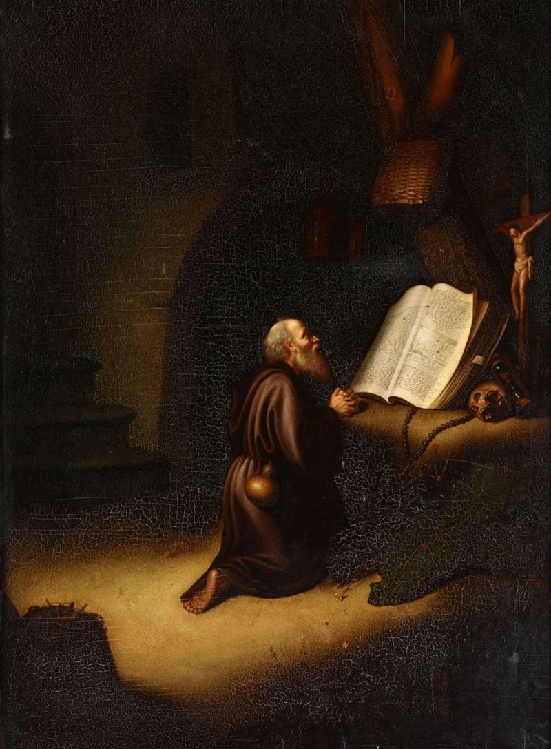 Gerrit Dou (1613-1675), nei modi di San Gerolamo  - Auction Old Master Paintings - Cambi Casa d'Aste