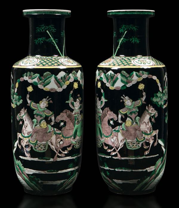 Two Black Family vases, China, 1800s