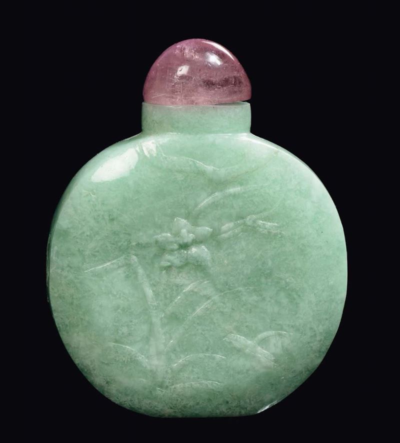 A jadeite snuff bottle, China, Qing, 1800s  - Auction Fine Chinese Works of Art - Cambi Casa d'Aste