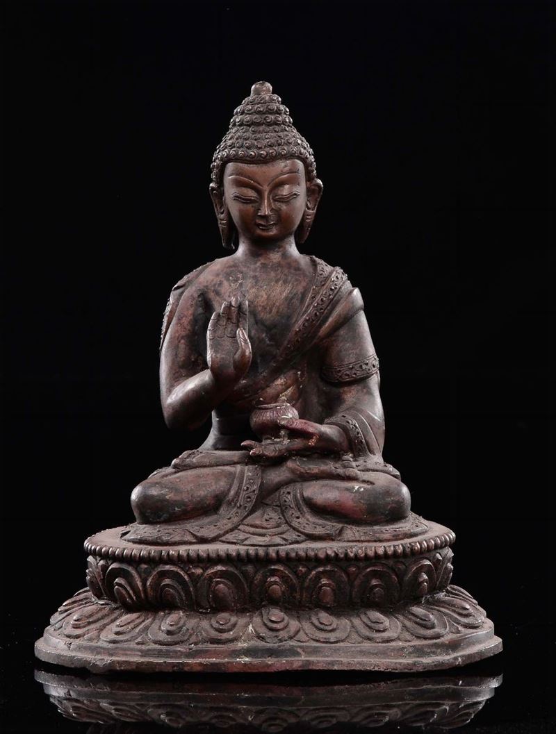 A copper Buddha, Tibet, 1800s  - Auction Fine Chinese Works of Art - Cambi Casa d'Aste