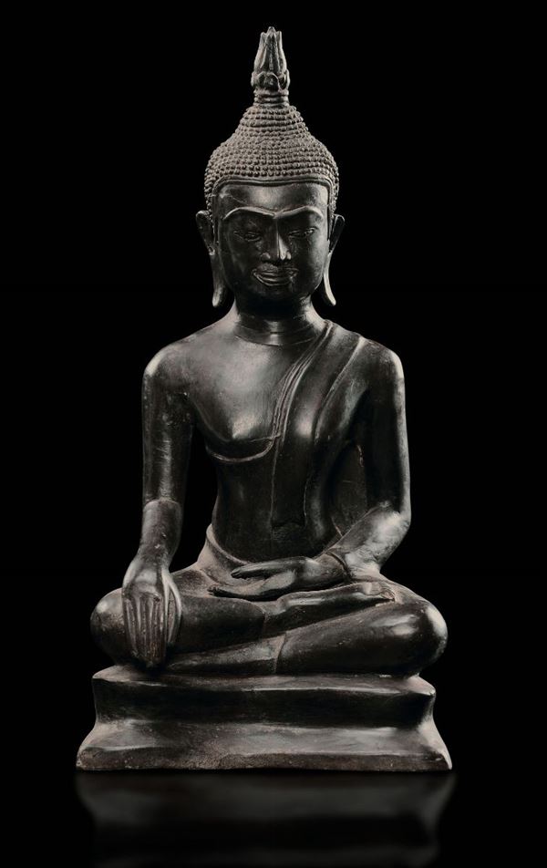Figura di Buddha Sakyamuni in bronzo, Thailandia, XIX secolo