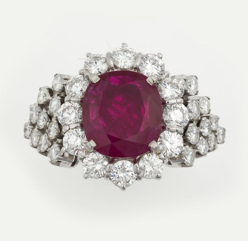 Ruby and diamond ring  - Auction Fine Jewels - II - Cambi Casa d'Aste