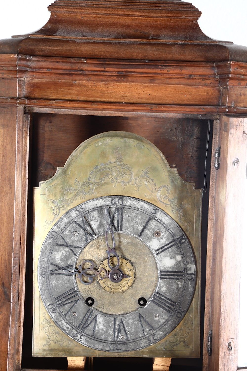 Orologio a Torre con Cassa in Noce Christoforo Belloli, Italia XVIII Secolo