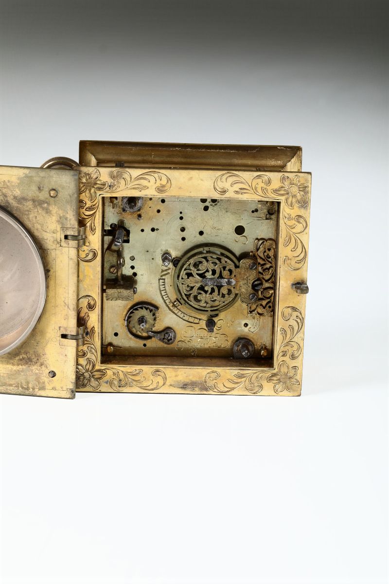 Orologio a Saliera in Bronzo Dorato con Quadrante Orizzontale. Davide Weberstug, XVII Secolo