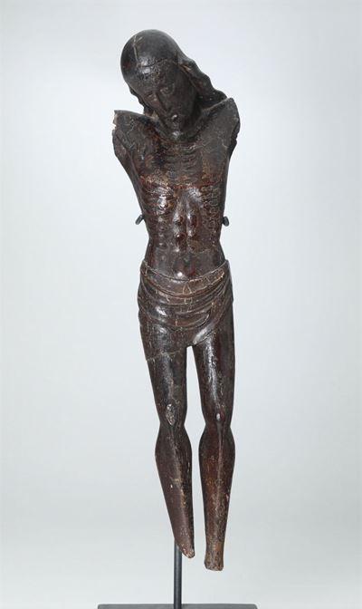 Antico Torso di Cristo in Legno con Tracce di Policromia. Probabile XV-XVI Secolo