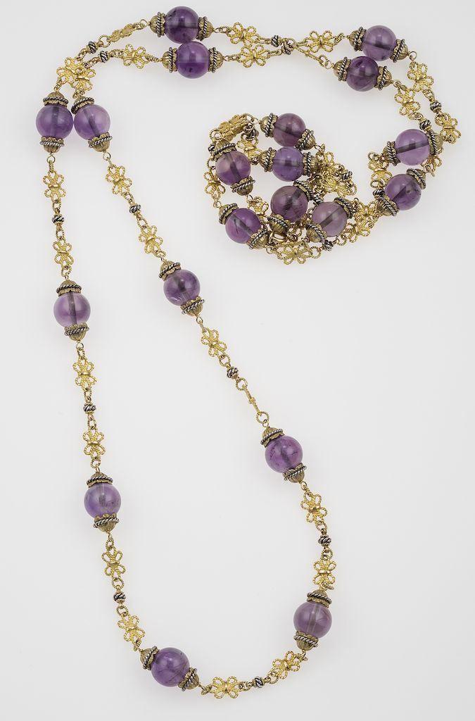 Amethyst and gold sautoir  - Auction Timed Auction Jewels - Cambi Casa d'Aste