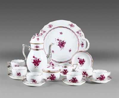 Servizio da Caffè “apponyi Fucsia Reale” Herend, Seconda Metà del XX Secolo