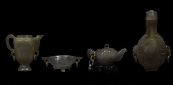 A lot of four agate items, China, 17-1800s